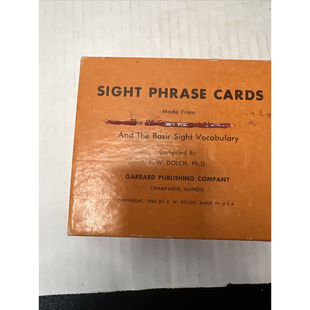 Vintage Sight Phrase Vocabulary Cards By E.W. Dolch 1948 Garrard Press, 95 Nouns
